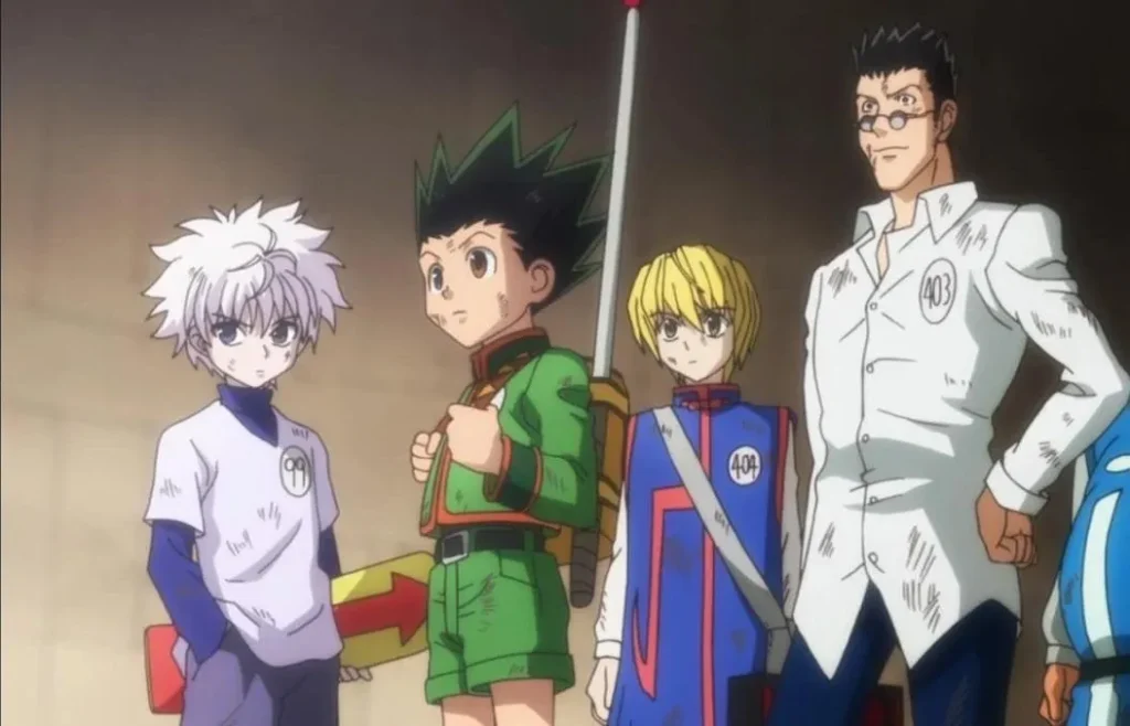 Gon, Leorio, Kurapika and Killua in the hunter exam arc