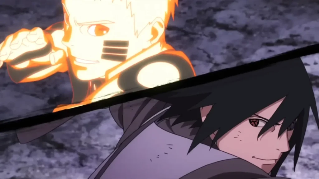 Naruto and Sasuke in their fight against Momoshiki