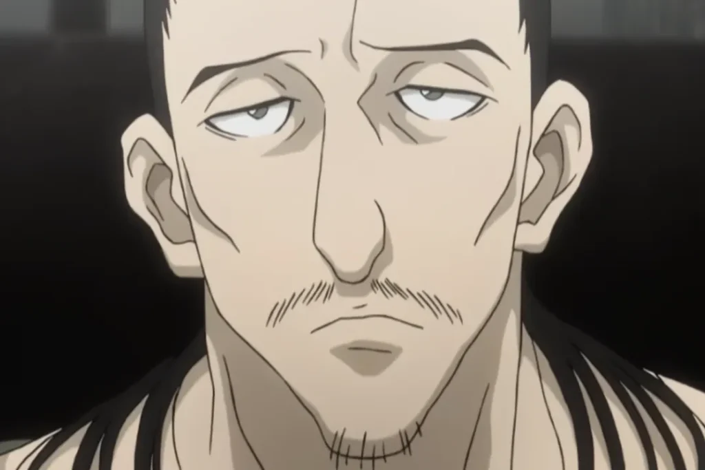 Nobunaga from hunter x hunter with a serious face