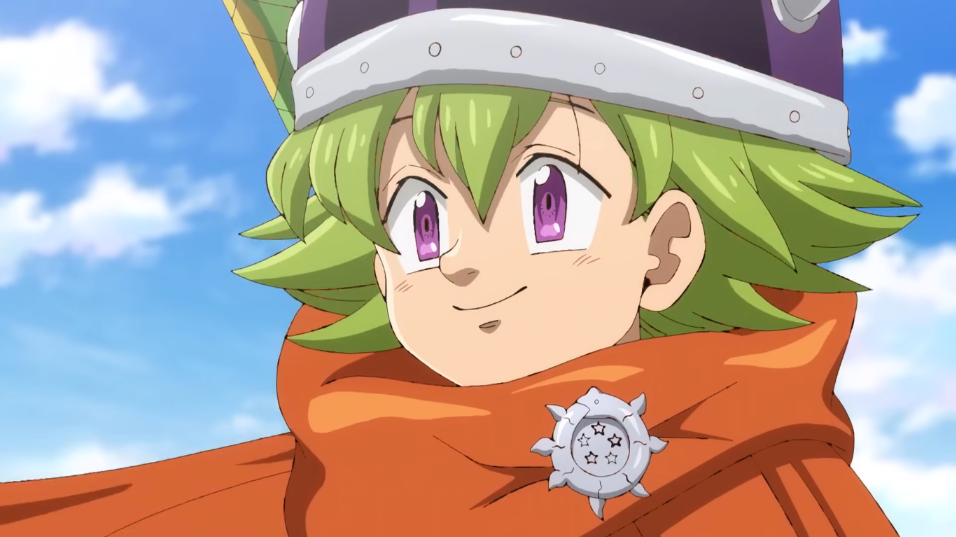 Percival from Seven Deadly Sins: The Four Knights of the Apocalypse anime with a smiling face.