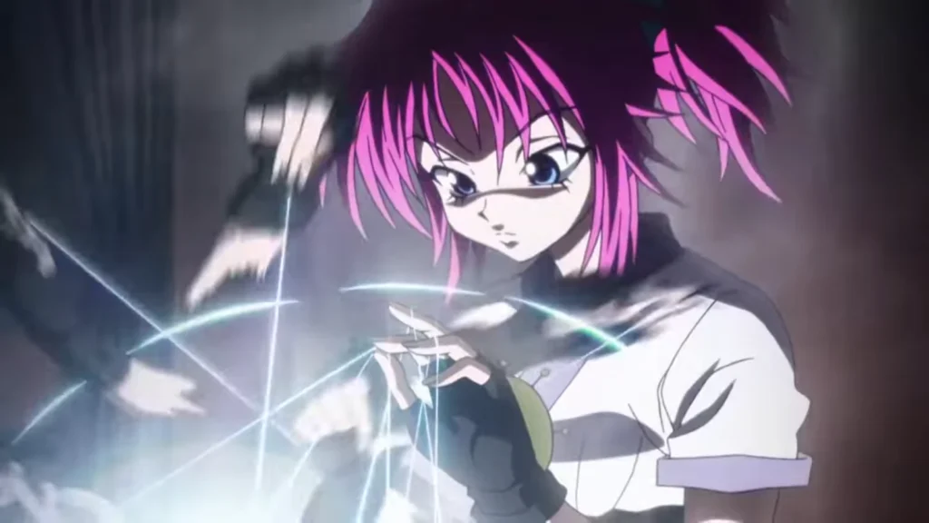 Machi healing Hisoka with her nen ability