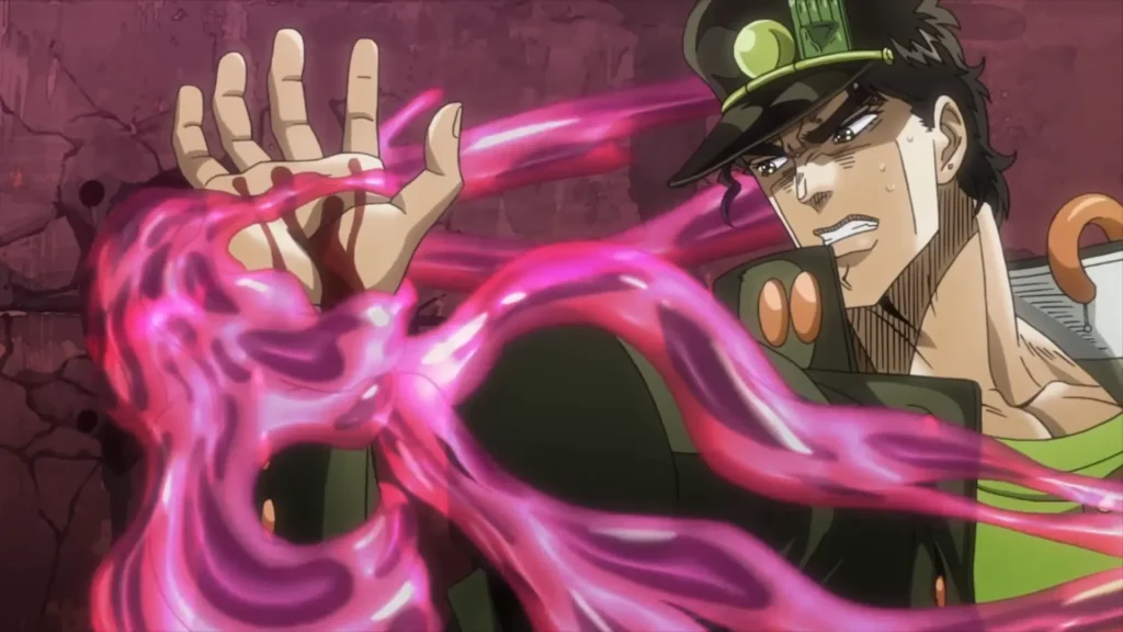 Jotaro fighting against yellow temperance