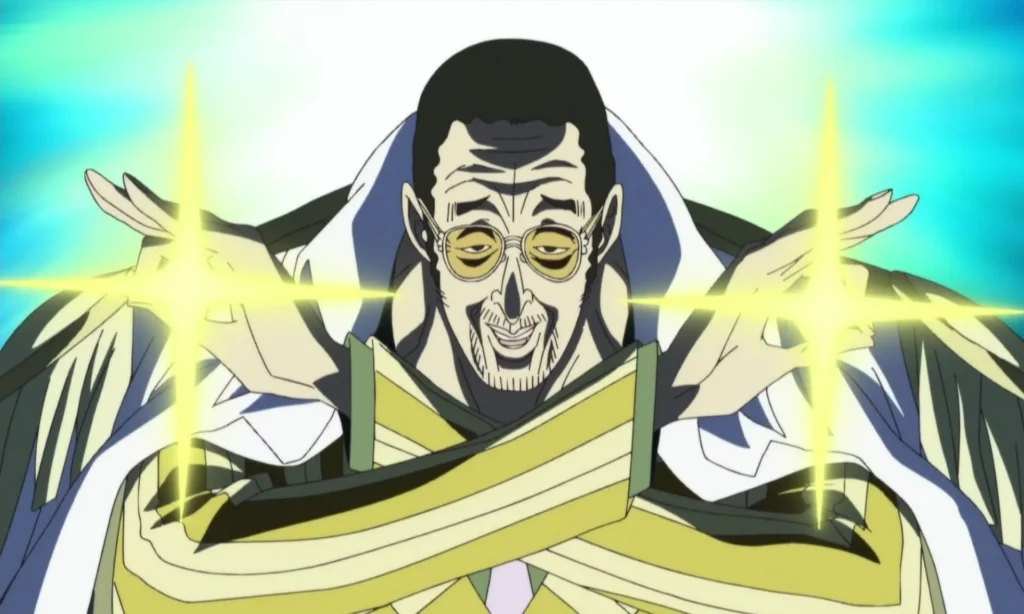 Kizaru using Pika Pika no Mi's power